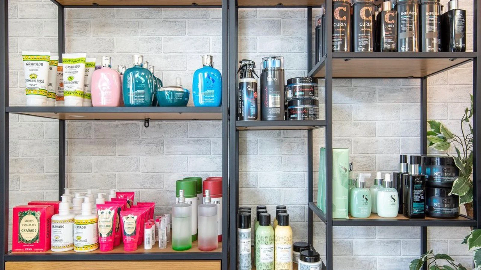 Shelves of professional Brazilian hair care products at Blend Beauty Artisans on Capel Street, Dublin