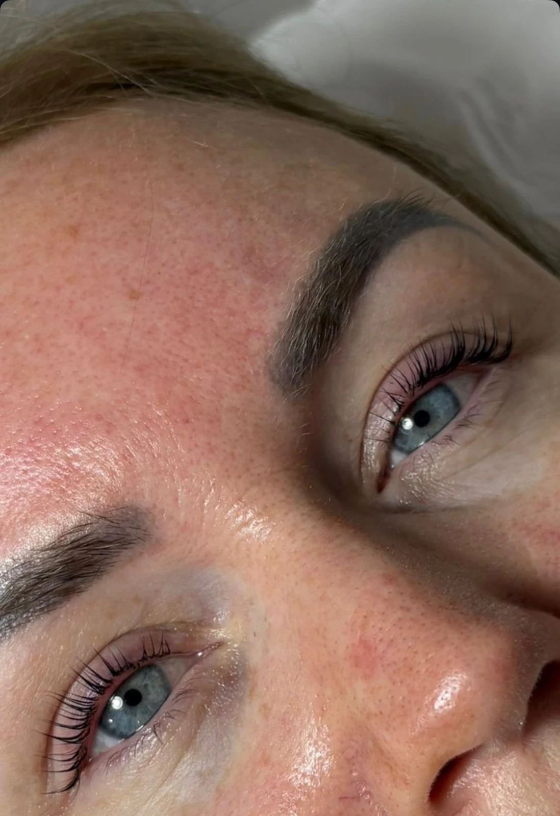 Lash lift result close-up with lifted, curled natural lashes, Capel Street Dublin