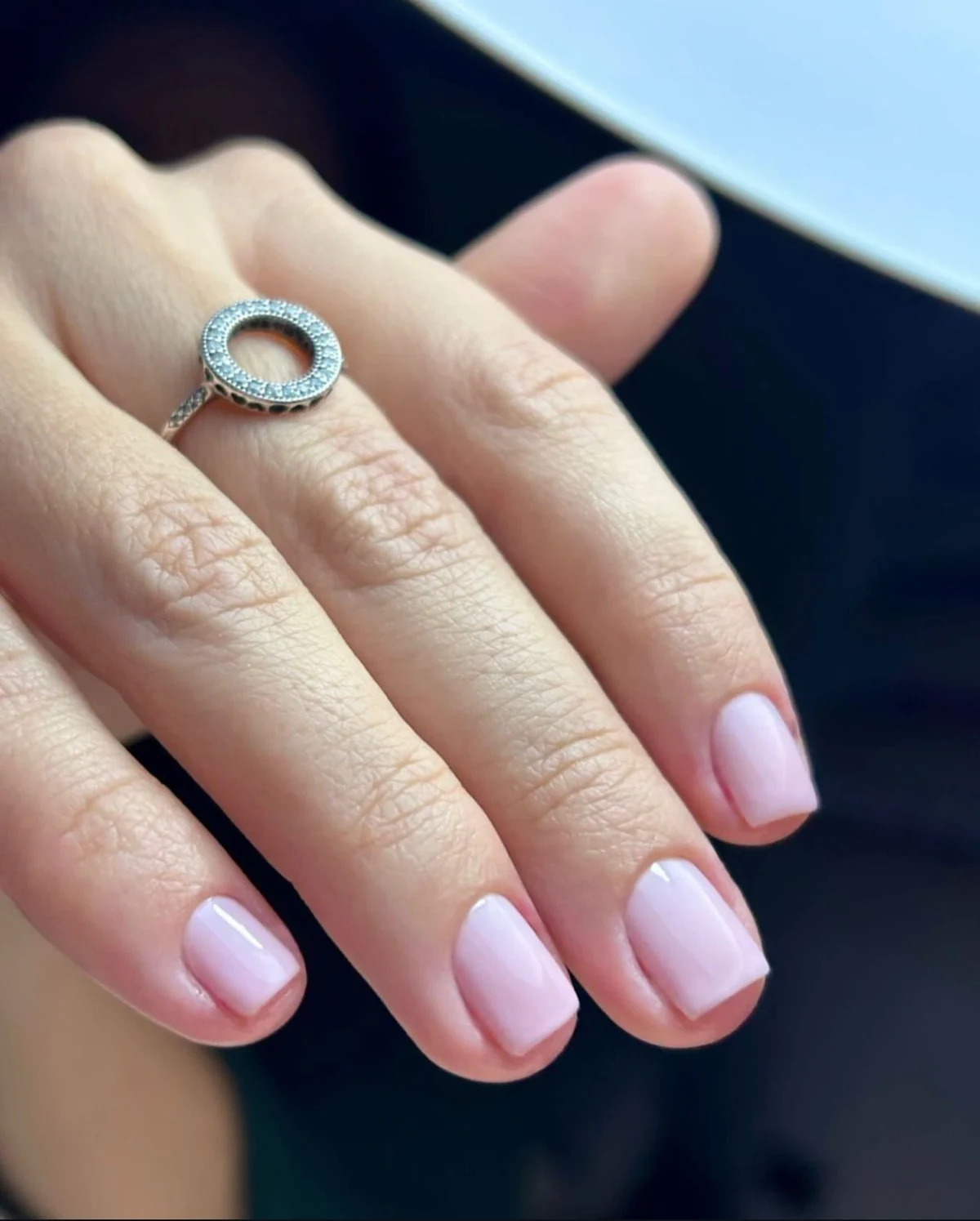 BIAB nails with a white french tip finish at Blend Beauty Artisans, Dublin